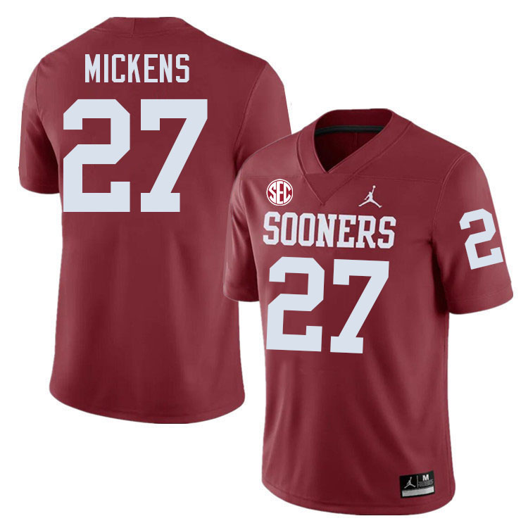 Oklahoma Sooners #27 Preston Mickens College Football Jersey Stitched-Crimson